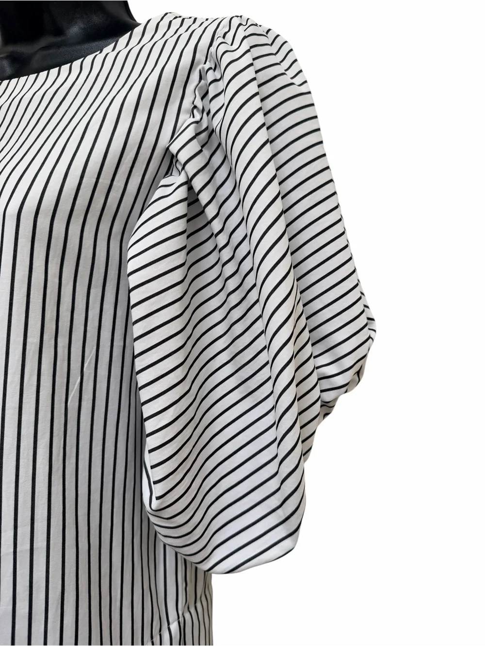 Anthropologie Maeve Black White Striped Puff Sleeve Blouse XXS